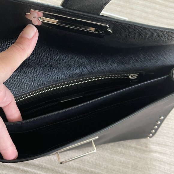 Prada Saffiano Black Leather Oversized Cluch 2VF008 - Picture 11 of 15